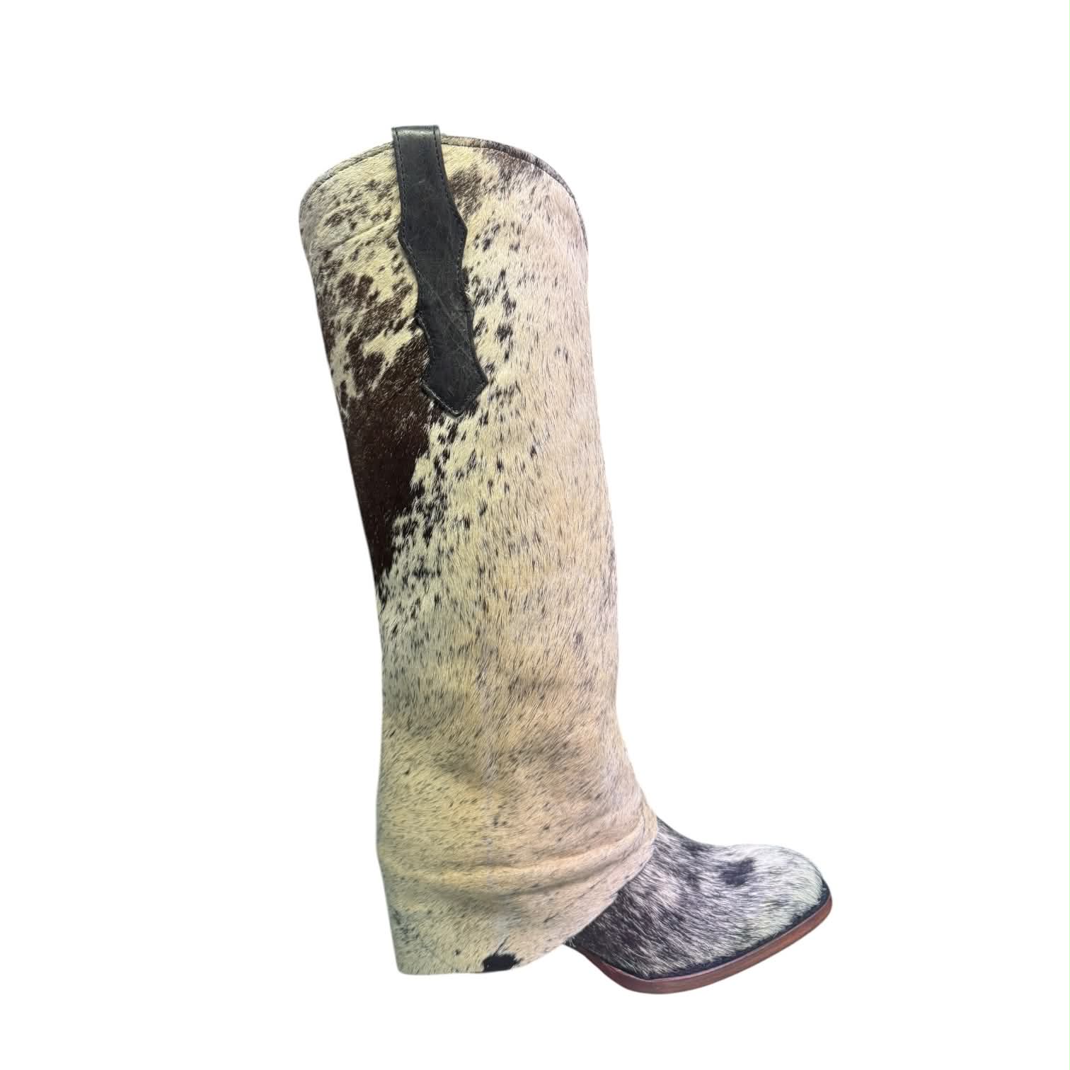 Bota Desobediente Anifer Pelo de Vaca Negro con Blanco 