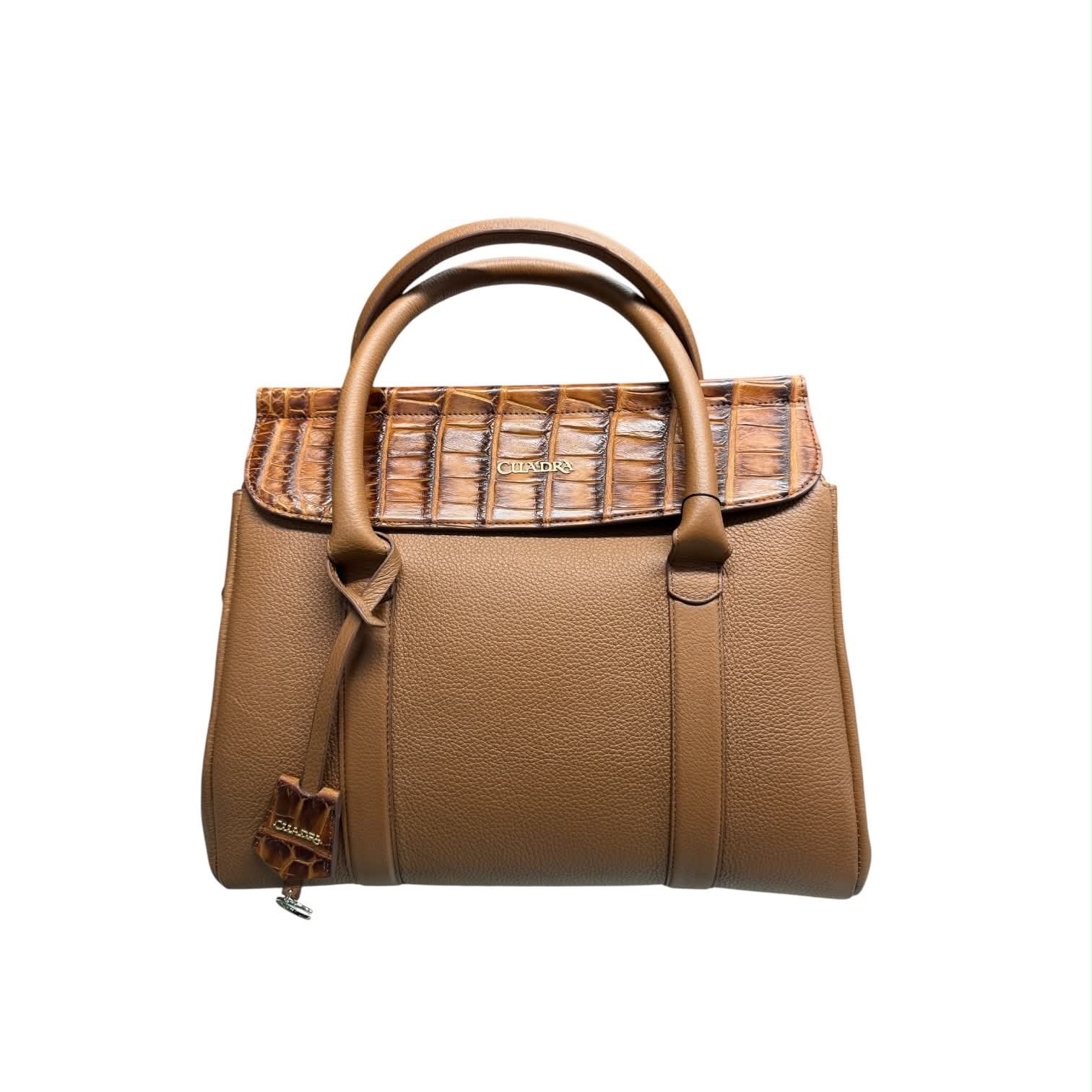 Bolsa Cuadra de Piel de Caiman Miel