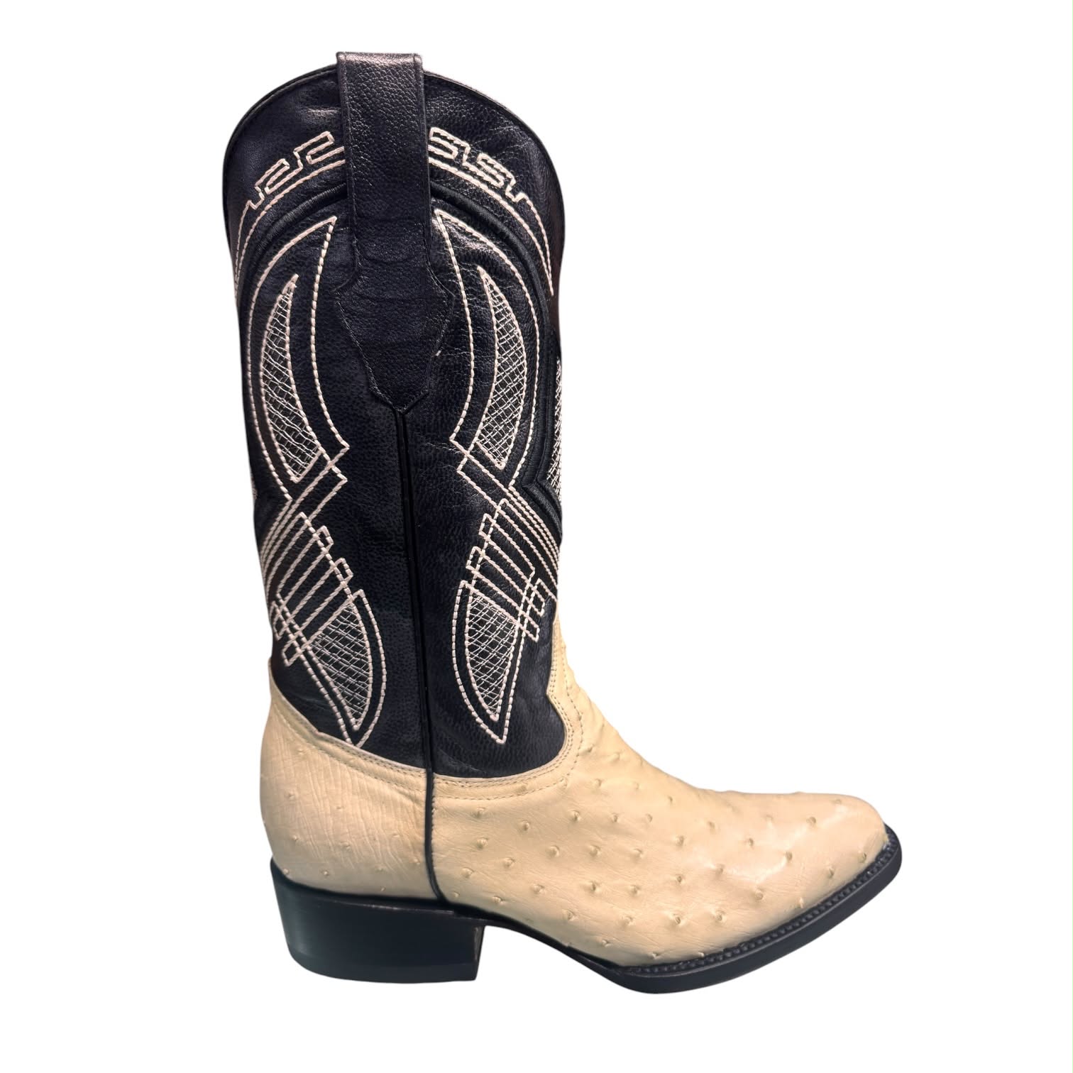 Bota Pajal Piel de Avestruz Completa Oval Hueso 